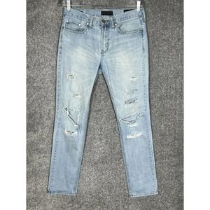 Bullhead Skinny Jeans Mens Size 30x32 Stretch Distressed Trashed Blue‎ Denim